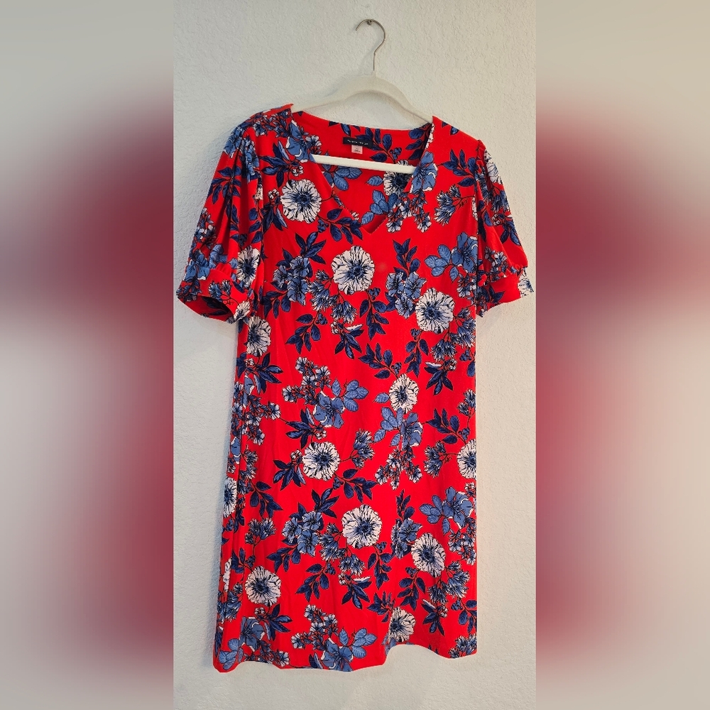 Tommy Hilfiger Red Dress with Blue Floral Design
